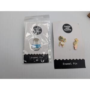 THESE ARE THINGS Enamel Pins Salty Shaker Plant Succulent Monstera Leaf Set NEW